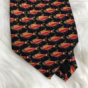 Barassi Fish Necktie 100% Silk Italy Fishermans